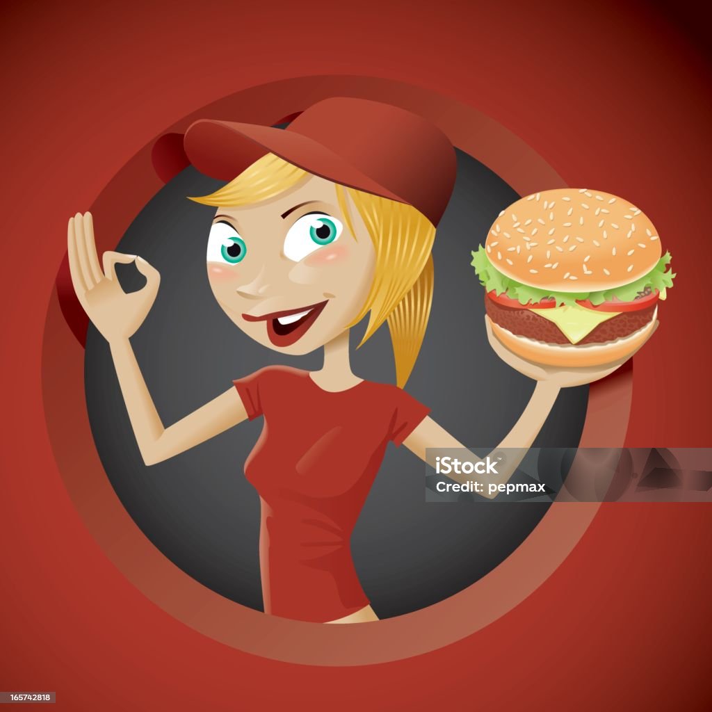 hamburger chica - arte vectorial de Adolescente libre de derechos