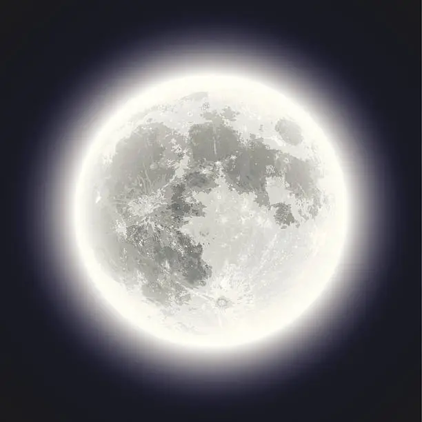 Vector illustration of Full Moon - Hand Traced & Very Detailed