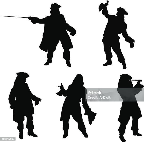 Pirateposes - Immagini vettoriali stock e altre immagini di Pirata - Pirata, Sagoma - Controluce, Costume d'epoca