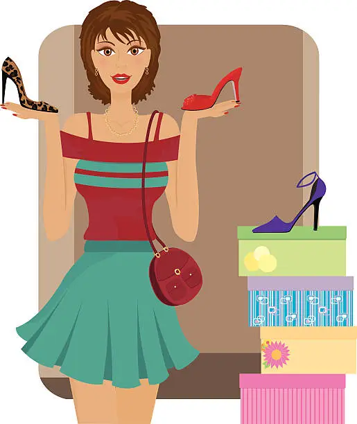 Vector illustration of Shoe Shopping