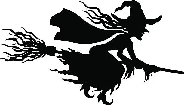 Vector illustration of Scary Witch Silhouette