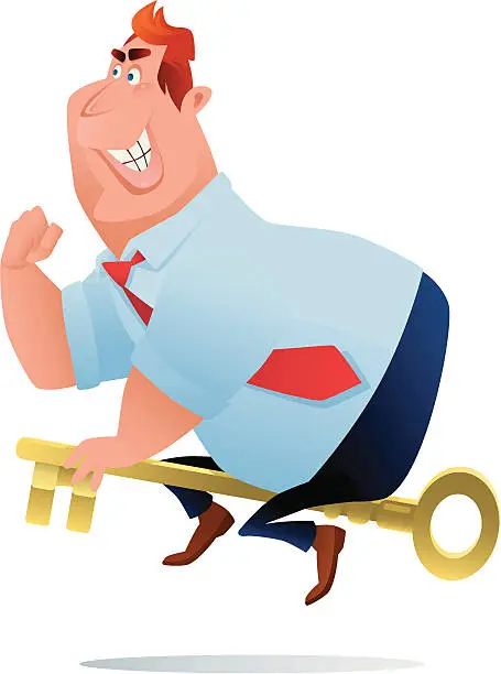 Vector illustration of man with key