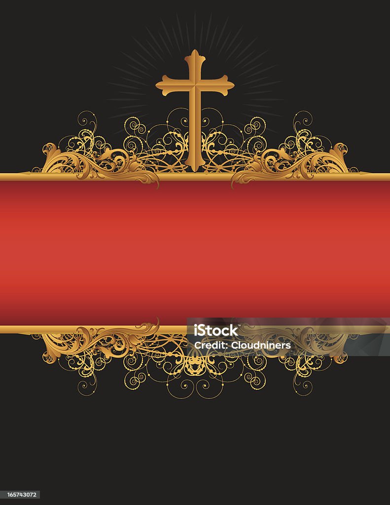 Czerwony Banner Cross stronie - Grafika wektorowa royalty-free (2000-2009)