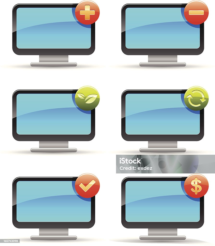 Identification Sign For Computer Monitor Monitor With Symbols Stock Illustration - Download Image Now - Computer ...