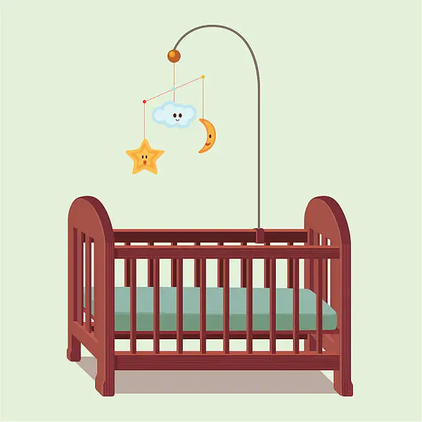 Vector illustration of wooden baby crib