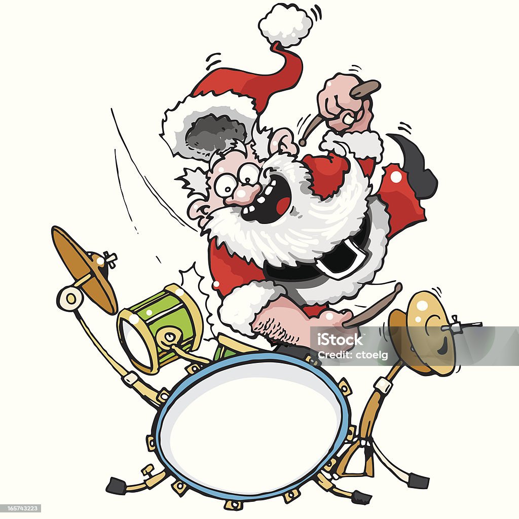 Baterista Papai Noel - Vetor de Papai Noel royalty-free