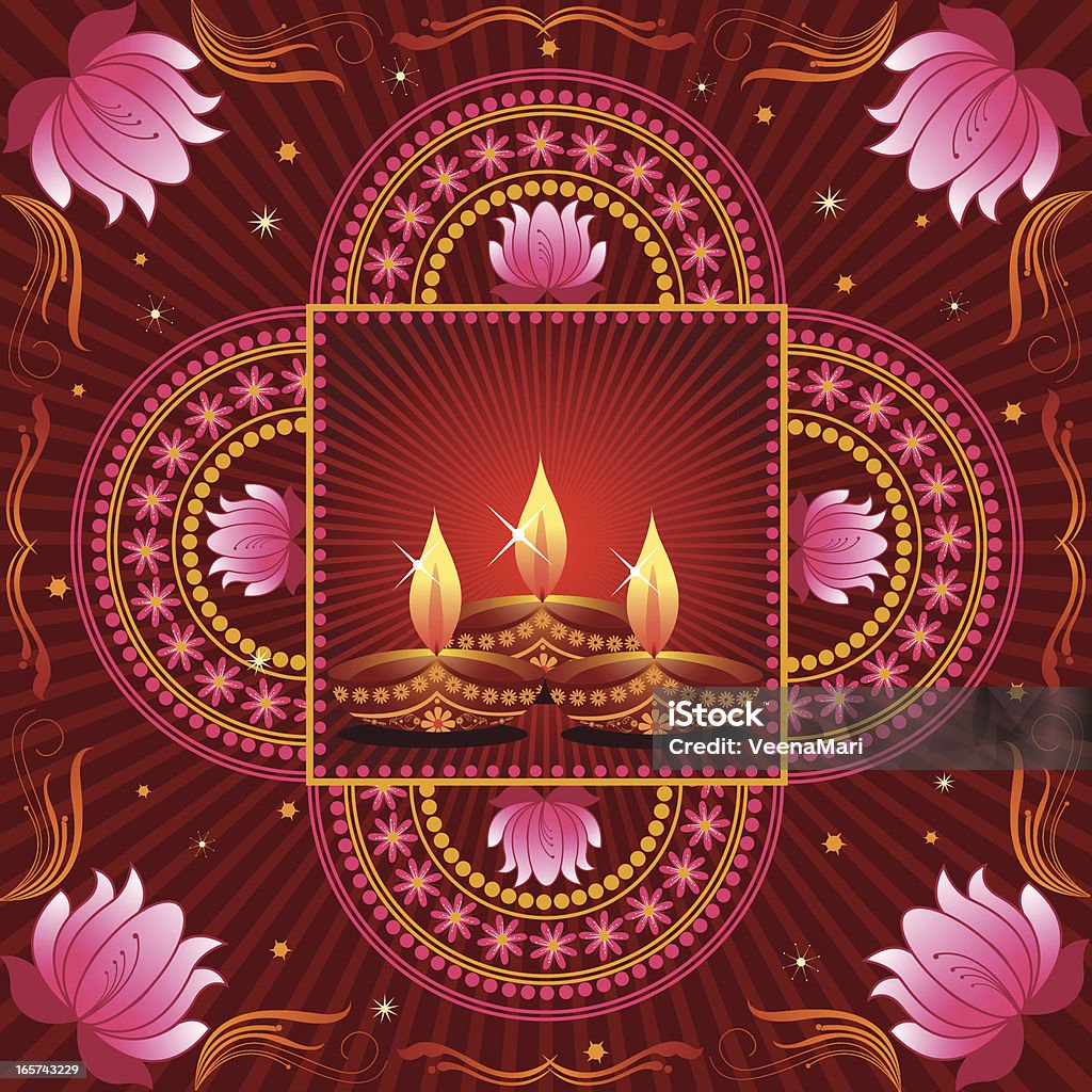 Diwali sfondo con Lotus. - arte vettoriale royalty-free di Bruciare