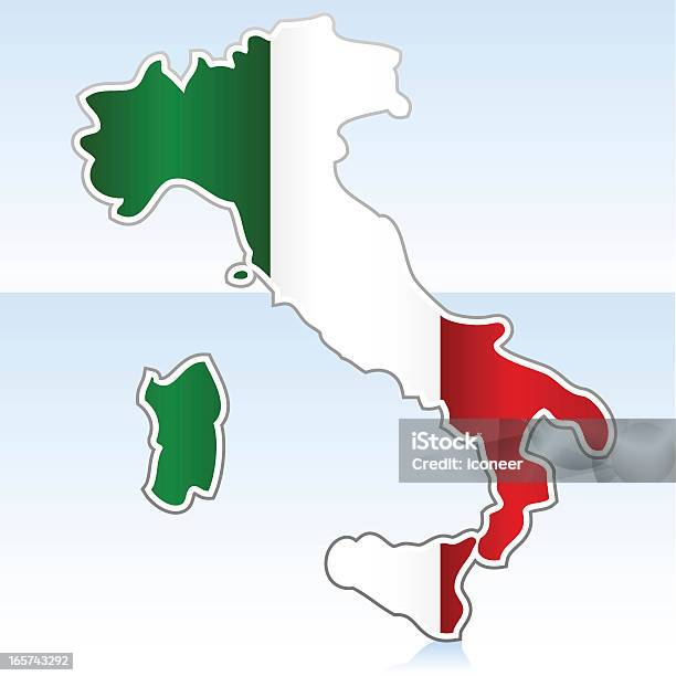 Włochy Mapa Z Flagą - Stockowe grafiki wektorowe i więcej obrazów Mapa - Mapa, Sycylia, Włochy