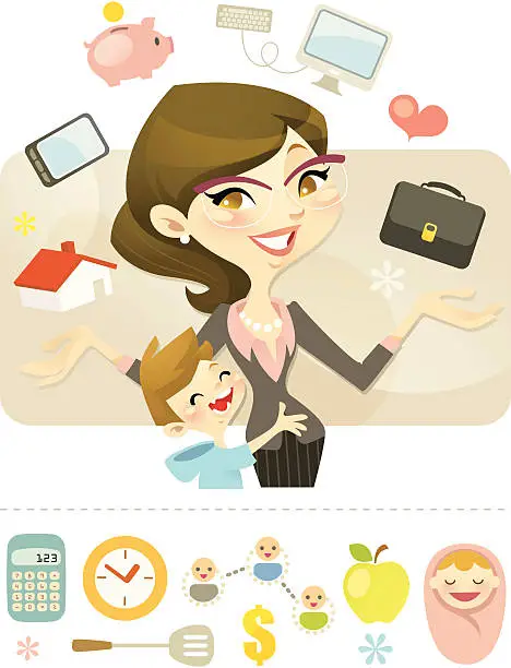 Vector illustration of Queen of Juggling (Career Mum)