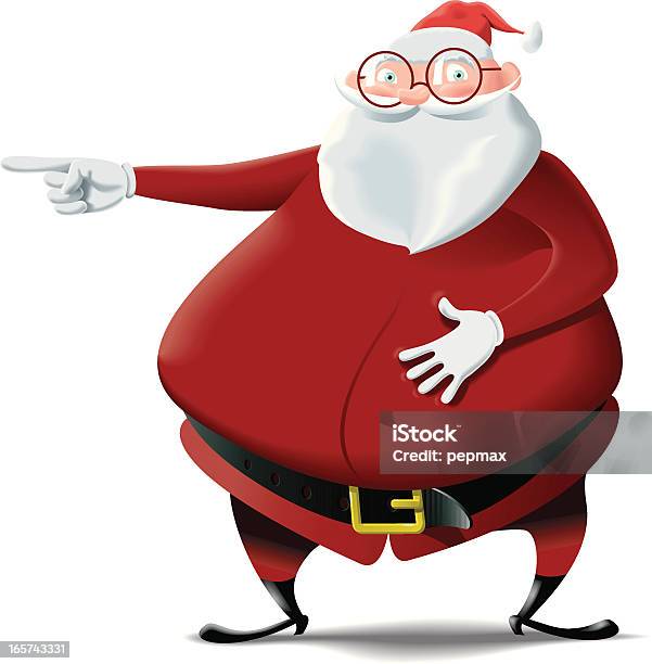 Ilustración de Santa Claus Señalando A Lado Y Lado A Lado y más Vectores Libres de Derechos de Papá Noel - Papá Noel, Gafas, Barba - Pelo facial