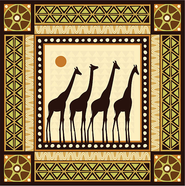 afrikanische frame-motiv - senegal africa vector illustration and painting stock-grafiken, -clipart, -cartoons und -symbole