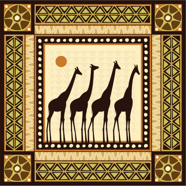 ilustrações de stock, clip art, desenhos animados e ícones de moldura cena - giraffe namibia africa animal