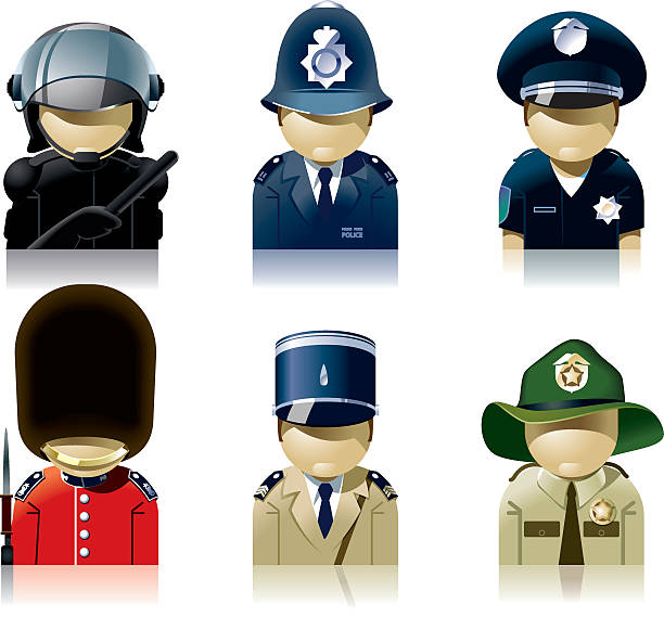 ilustrações, clipart, desenhos animados e ícones de conjunto de ícones de diferentes polícias - symbol human bone human joint computer icon