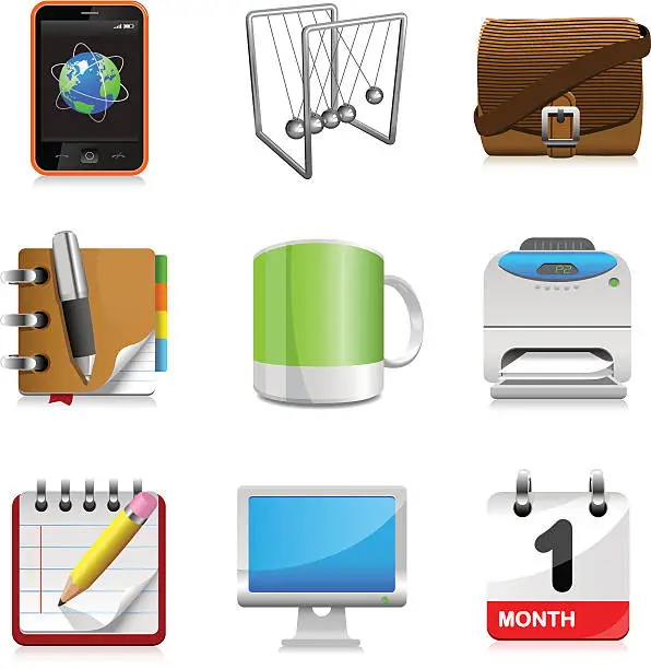 Vector illustration of Office icons set