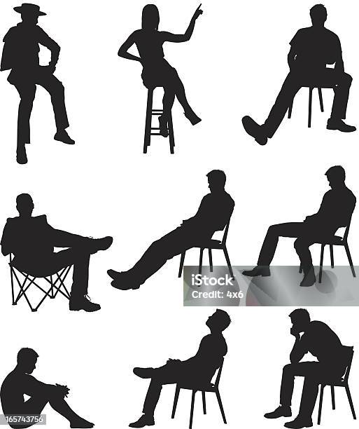 Random People Sitting Stock Illustration - Download Image Now - Sitting, Looking Down, Men