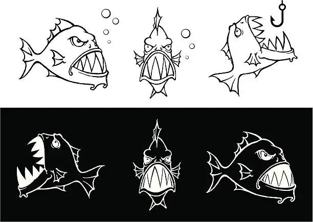 Vector illustration of Hungry Piranha