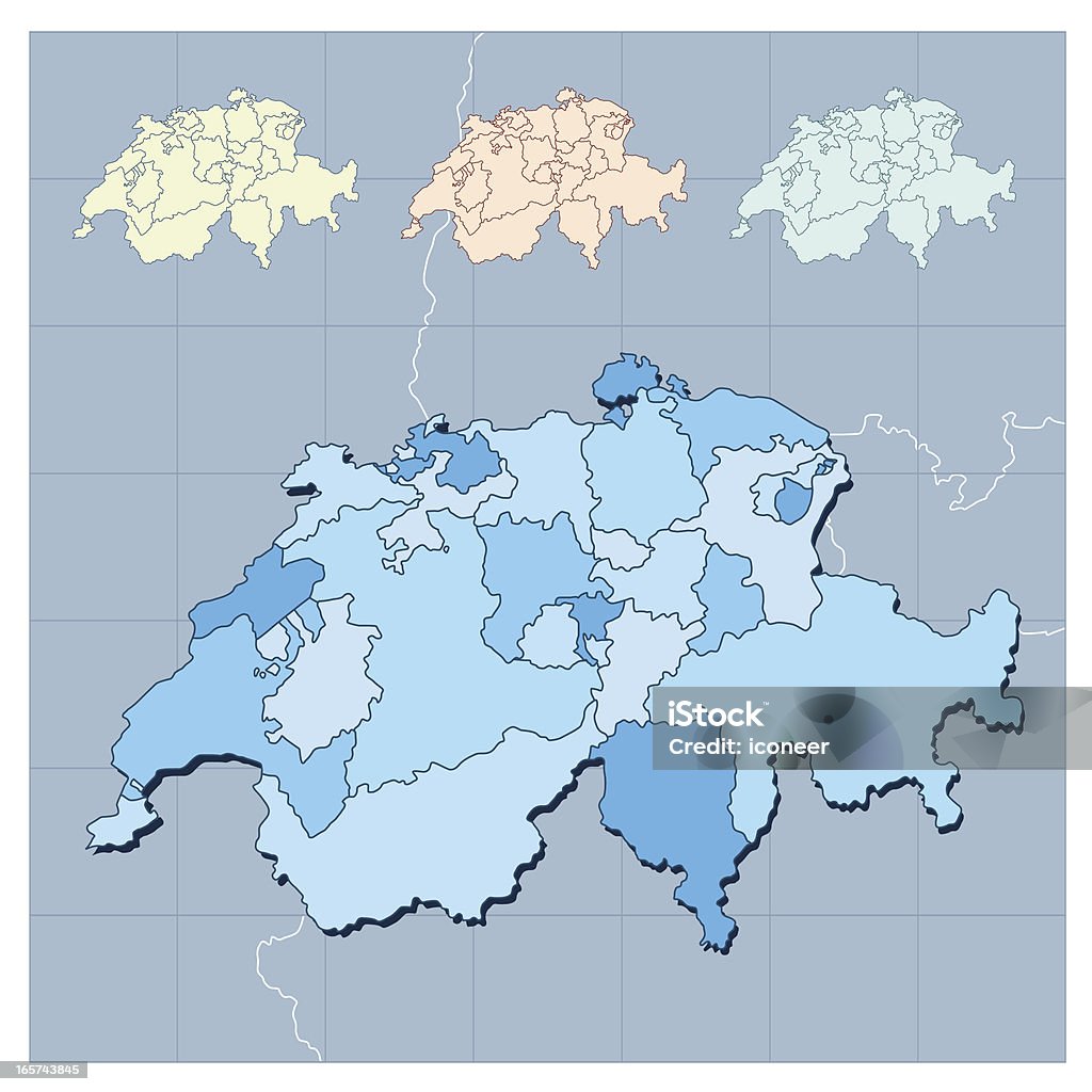 Schweiz Karte und Umgebung - Lizenzfrei Basel Vektorgrafik