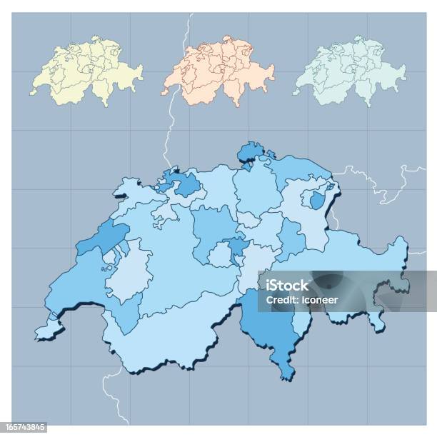 Szwajcaria Mapa I Otoczenia - Stockowe grafiki wektorowe i więcej obrazów Bazylea - Bazylea, Berno, Ciemny