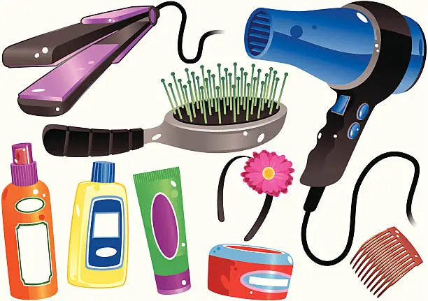 Vector illustration of Female hair products
