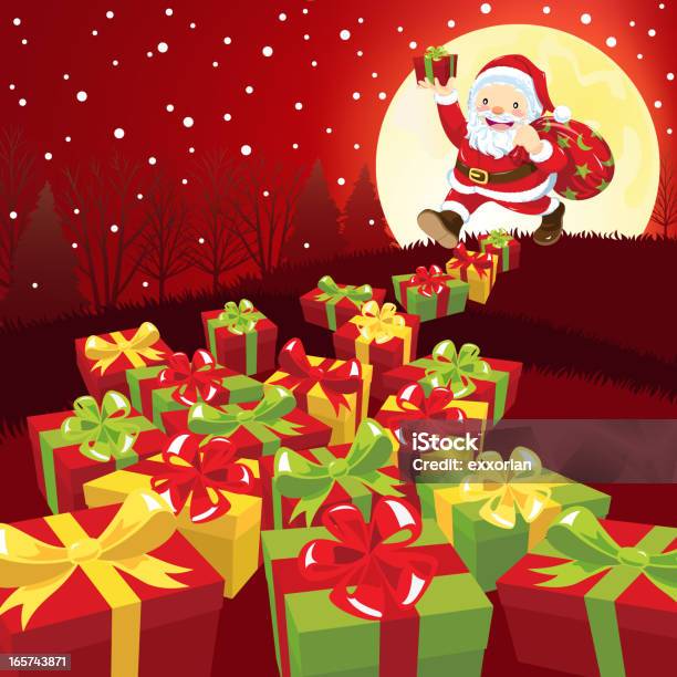 Santa Claus Delivering Presents Stock Illustration - Download Image Now - Bag, Holding, Santa Claus