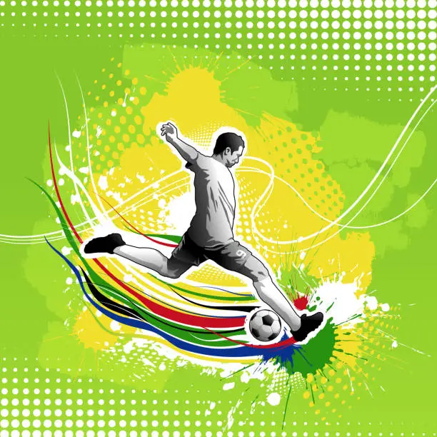 Vector illustration of Soccer Player Striking