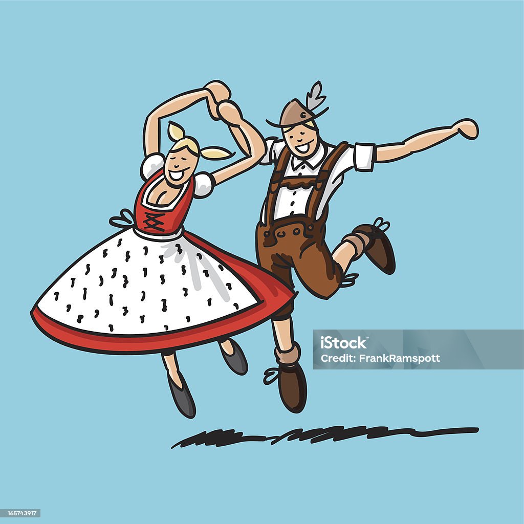 Баварские Танцор пара прыжки - Векторная графика Танцевать роялти-фри