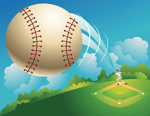 illustrazioni stock, clip art, cartoni animati e icone di tendenza di home run. - baseballs baseball grass sky
