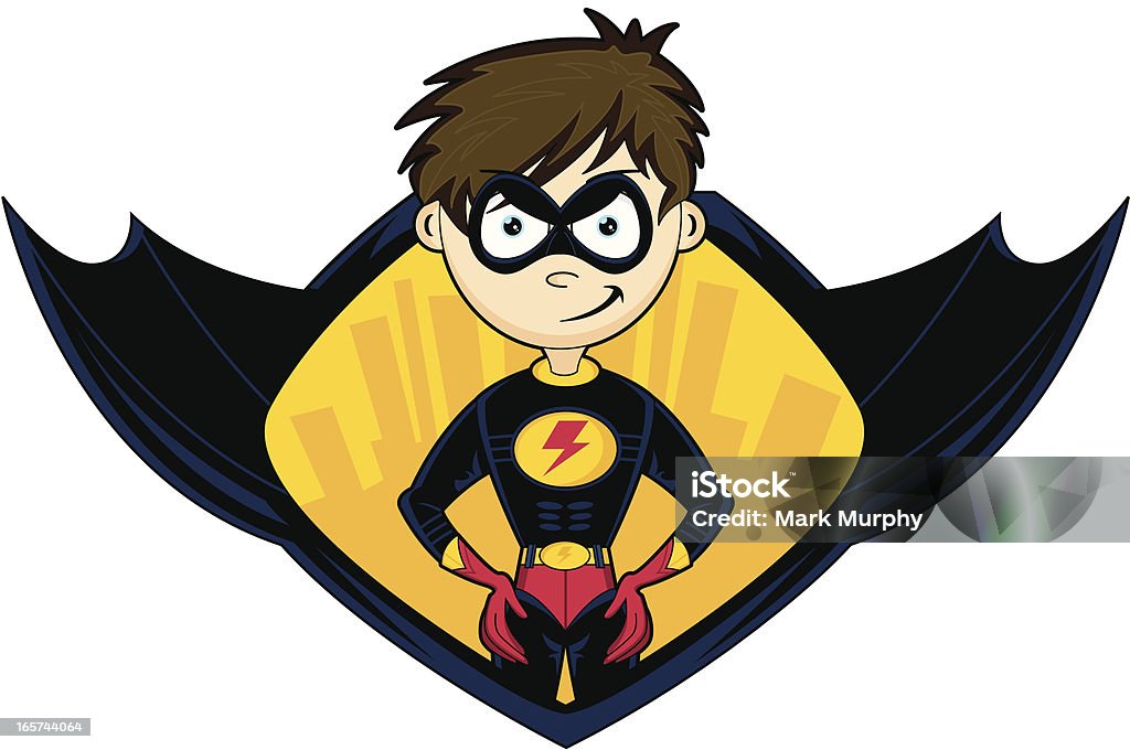 Ładny superbohater chłopiec & Shield - Grafika wektorowa royalty-free (Nastoletni chłopcy)