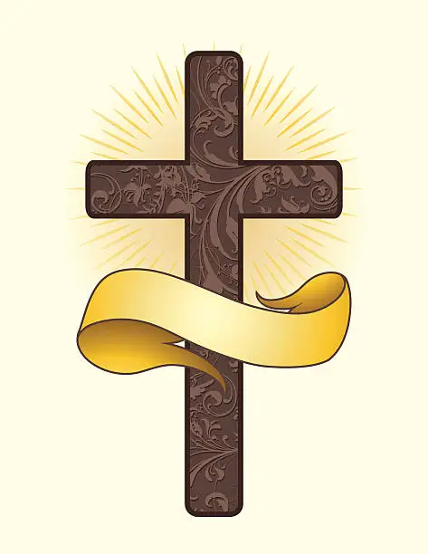 Vector illustration of Scroll Cross Banner