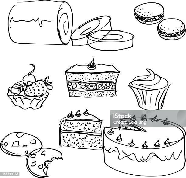 Collection De Gâteaux Vecteurs libres de droits et plus d'images vectorielles de Macaron - Macaron, Biscuit, Contour