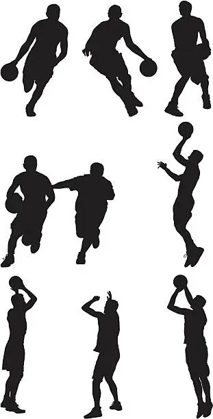 Vector illustration of Skillful basketball players handling the ball
