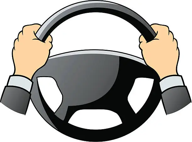 Vector illustration of Steering wheel and hands