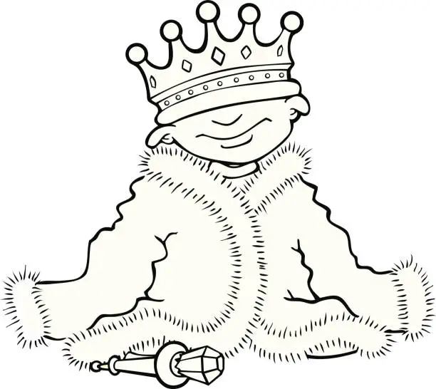 Vector illustration of Little King in Black and White