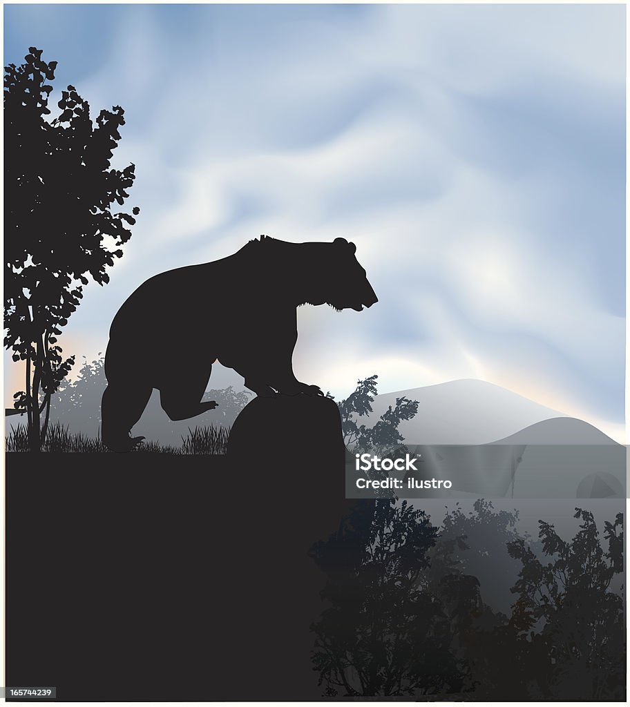 Grzli bear in the wild Wild animals in their natural environment In Silhouette stock vector