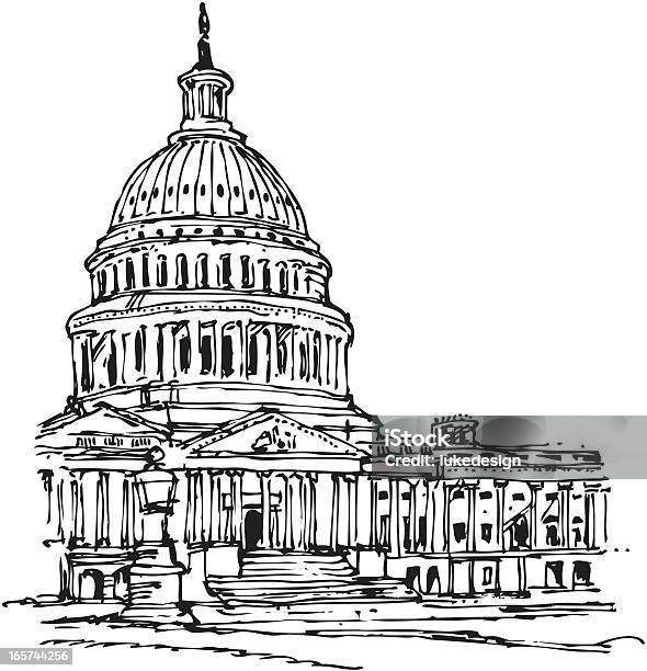 Capitol Building - Immagini vettoriali stock e altre immagini di Dipartimento di Stato degli Stati Uniti - Dipartimento di Stato degli Stati Uniti, Disegno a matita, Edificio residenziale