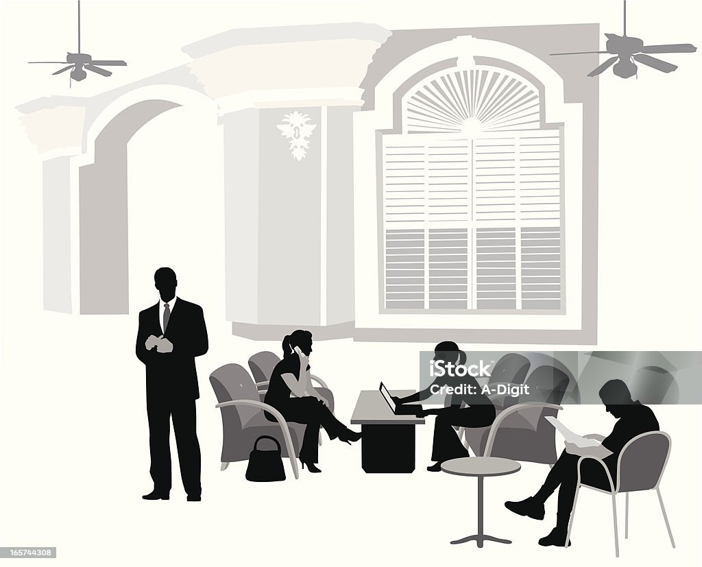 Meeting In The Lobby Vector Silhouette A-Digit In Silhouette stock vector
