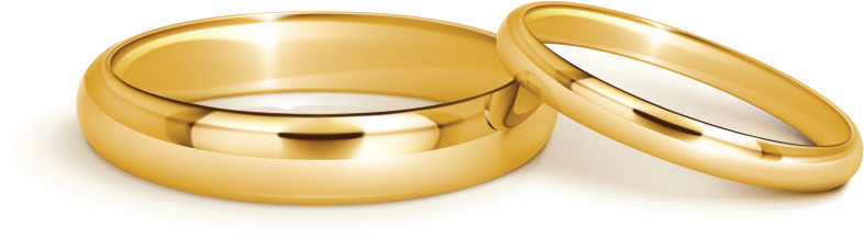 Vector illustrations of two gold wedding rings.