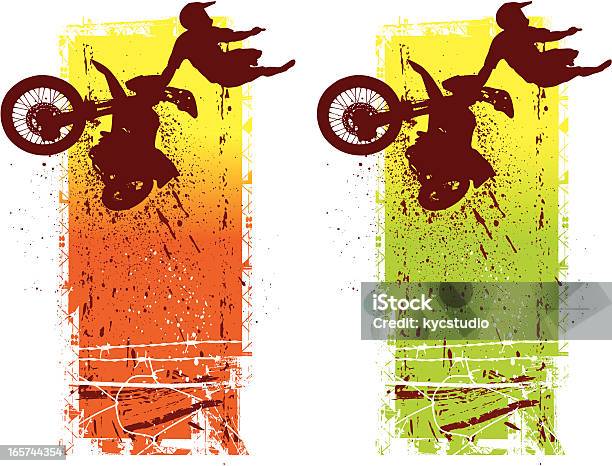 Motocross Racer W W Powietrzu - Stockowe grafiki wektorowe i więcej obrazów Motocross - Motocross, Grafika wektorowa, Motocykl