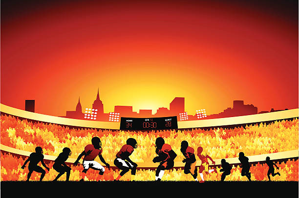 ilustrações de stock, clip art, desenhos animados e ícones de noite de jogo de futebol - american football stadium illustrations