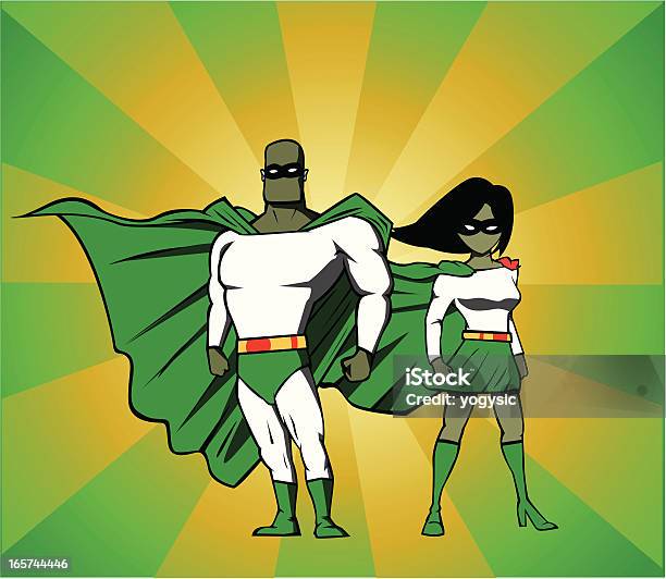 블랙 초영웅 커플입니다 슈퍼히어로에 대한 스톡 벡터 아트 및 기타 이미지 - 슈퍼히어로, 아이, 만화
