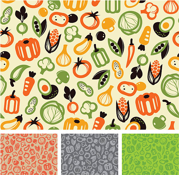 illustrazioni stock, clip art, cartoni animati e icone di tendenza di seamless pattern-verdura - carrot seamless food vegetable