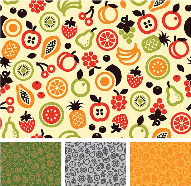 bezszwowe wzór-owoców - raspberry berry fruit fruit backgrounds stock illustrations