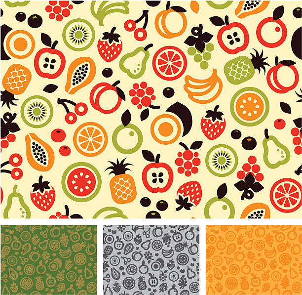 Seamless pattern - fruit Seamless fruit pattern design, easy to change color. fruit backgrounds stock illustrations