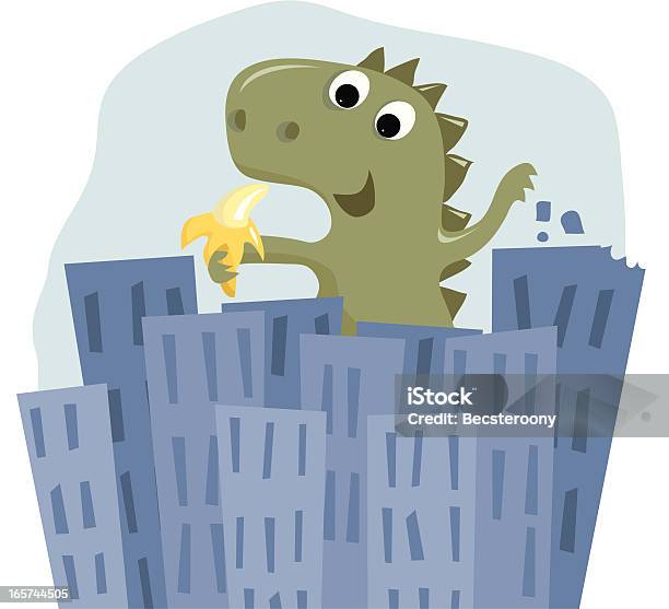 Monster Chomping On A Healthy Snack Stock Illustration - Download Image Now - Illustration, Banana, Building Exterior