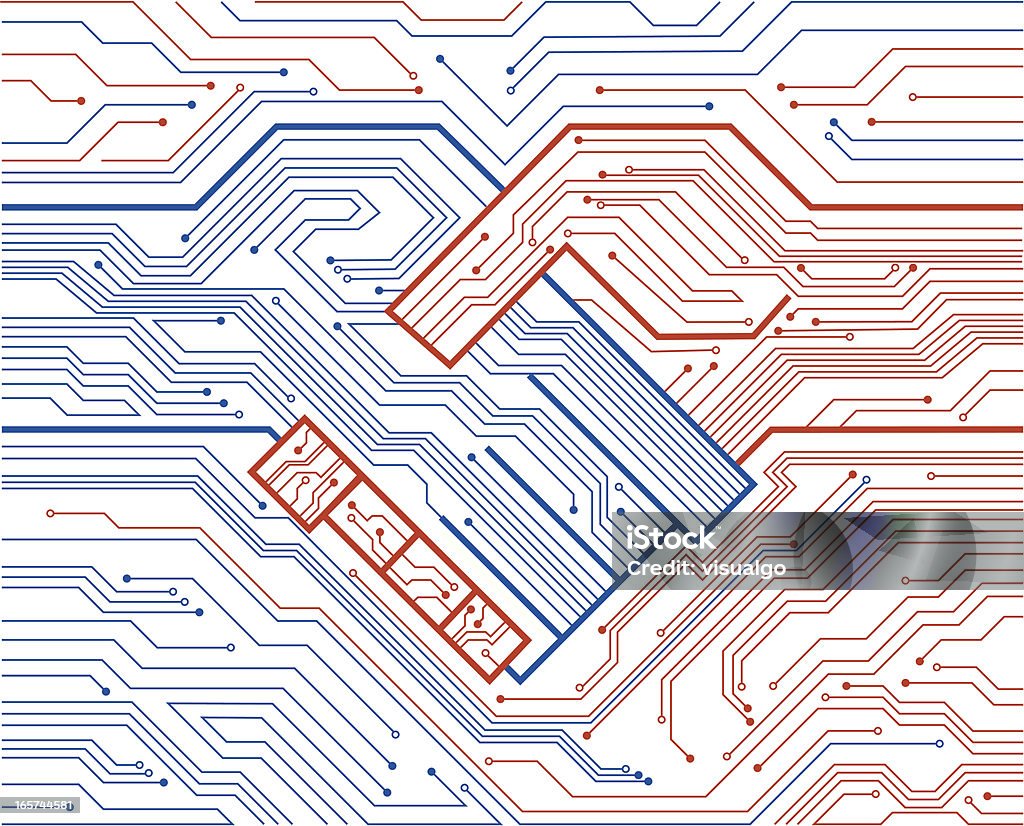 Электронные цепи - Векторная графика Печатная плата роялти-фри