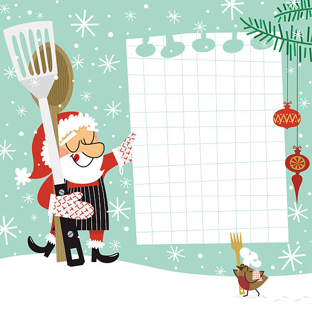 Navidad receta. Papá Noel cocinero - ilustración de arte vectorial