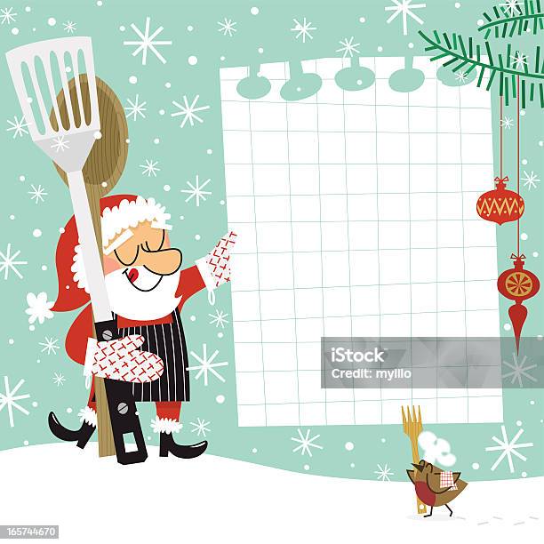 Natal Receita Santa Claus Chefe De Cozinha - Arte vetorial de stock e mais imagens de Natal - Natal, Cozinhar, Pai Natal