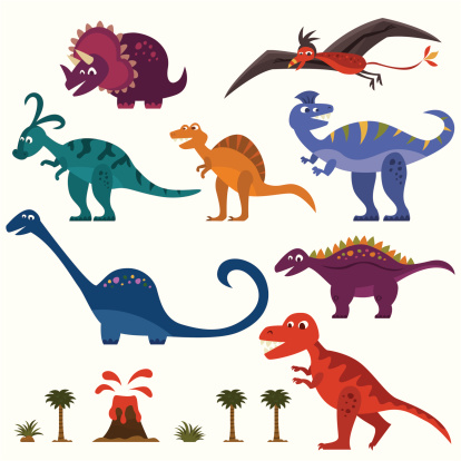 cute dinosaur characters set.