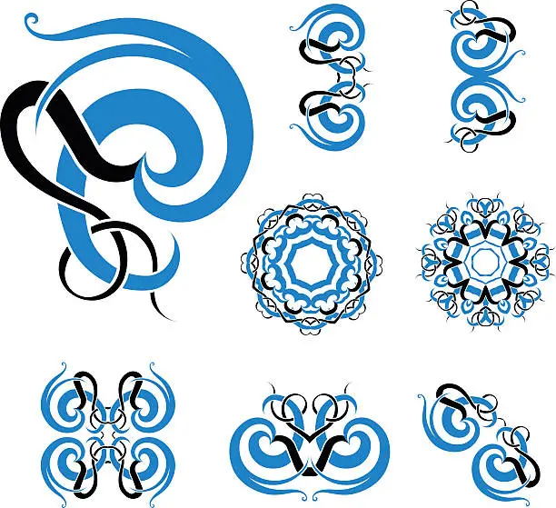 Vector illustration of Celtic tribal knotworks set