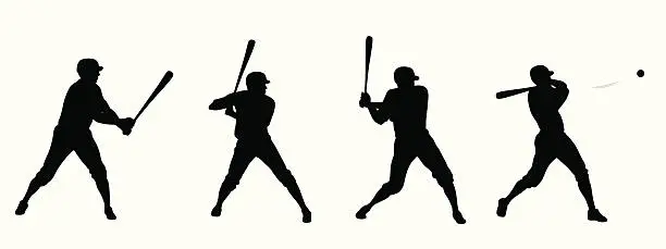 Vector illustration of Baseball Swing Vector Silhouette